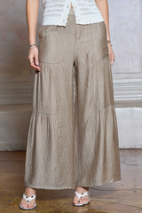 Dusty Sand Wide Lege Tiered Pants