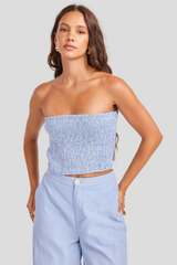 Blue Ivory Windows Down Tube Top
