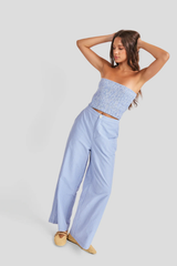 Blue Ivory Windows Down Tube Top