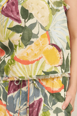 Tropical Fruit Print Sleeveless Top