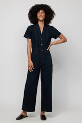 Ashby Faded Black Denim Short Sleeve Jumpsuit