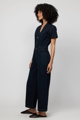 Ashby Faded Black Denim Short Sleeve Jumpsuit