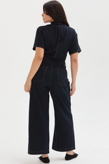 Ashby Faded Black Denim Short Sleeve Jumpsuit