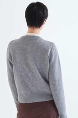 Grey Cardigan with Green Buttons