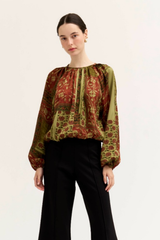 Red Brown Voluminious Long Sleeve Top
