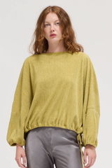 Green Olive Wrinkle Velvet Top