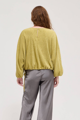 Green Olive Wrinkle Velvet Top