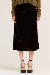 Dark Chocolate Ruched Side Slip Skirt
