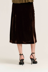 Dark Chocolate Ruched Side Slip Skirt