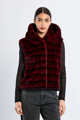 Dark Red Sleeve Faux Fur Jacket