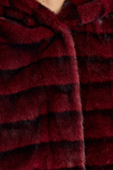 Dark Red Sleeve Faux Fur Jacket