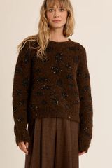 Chocolate Iridescent knit leopard sweater