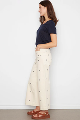 All over Embroidery Patch Flare Pants