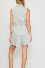 Ivory/Navy Pinstripe Doble Breaster Romper