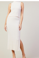 Cream Cable Knit Midi Skirt