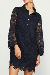 Border Lace Black Mini Dress