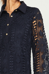 Border Lace Black Mini Dress