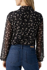 Black Print Isn't She Lovely Mesh Long Sleeve Top