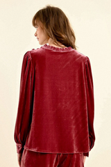 Magenta Velvet Long Sleeve Top