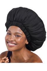 Satin Sleep Xl Adjustable Bonnet - Black