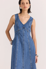 Alden Denim Mid-Blue Midi Dress