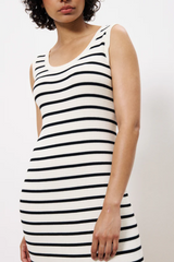 Cream with Black Stripes Nacera Sleeveless Knit Dress