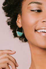 Stone Prism Hoop - Blue Howlite/Gold