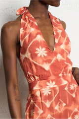 Rust Print Halter Jumpsuit