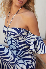 Navy and White Ophelia Midi Dress