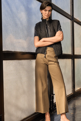 Khaki Erin Hi Waist Wide Leg Denim