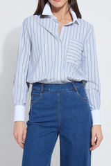 Executive Stripe & White Collar Top