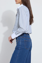 Executive Stripe & White Collar Top