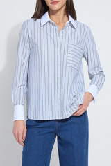 Executive Stripe & White Collar Top