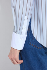 Executive Stripe & White Collar Top
