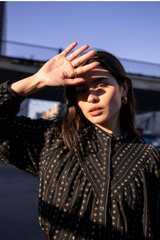 Button-up Black Long Sleeve Blouse