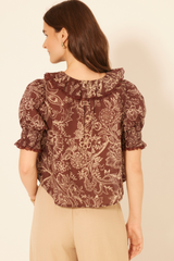 Blaze Brown Short Sleeve Gaile Top