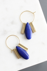 Cobalt Artdeco Hoop Earrings