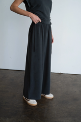 Charcoal Double Side Tie Wide Leg Pants