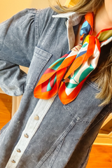 Multi Color Floral Square Neck Scarf