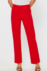 Red High Rise Center Seam Pants