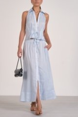 Light Blue Slit Maxi Skirt