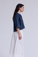 Vintage Blue Cropped Denim Top