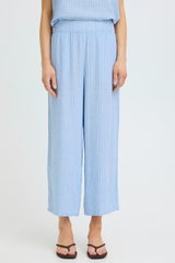 Blue Stripe Crop Linen Pants