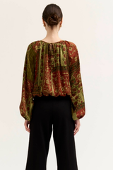 Red Brown Voluminious Long Sleeve Top