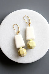 Yellow and White Turquoise Geometric Earrings
