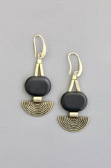 Black Agate and Brass Earrings