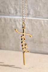 Brass Faith Letter Pendant Necklace: GOLD(GD)
