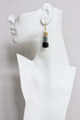 Lava Rock and Serpentine Earrings