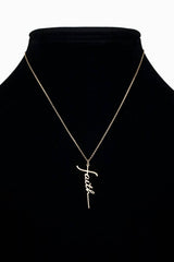 Brass Faith Letter Pendant Necklace: GOLD(GD)