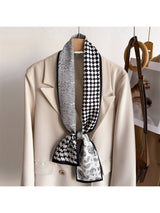 Grey Patchwork Contrast Skinny Scarf